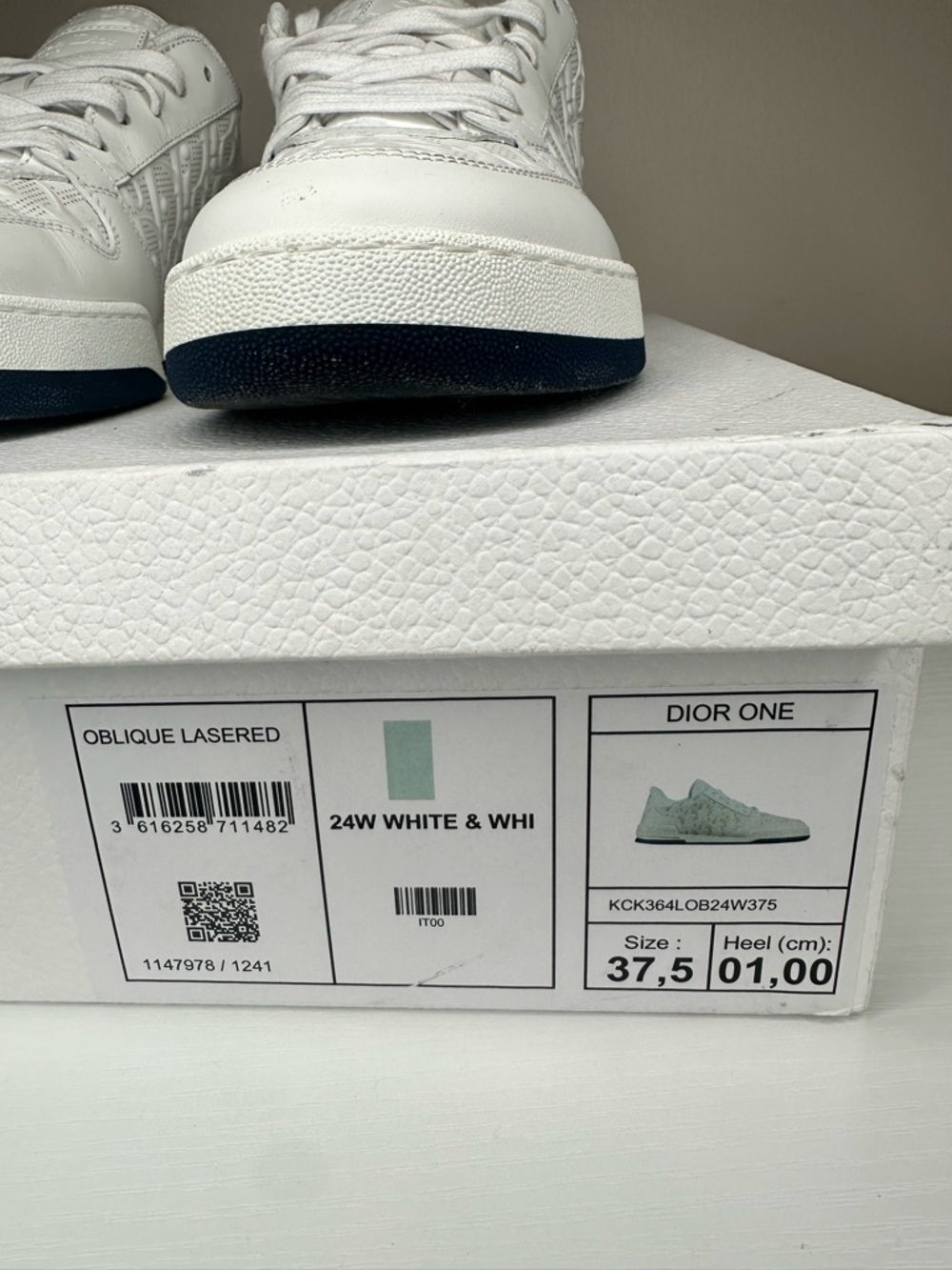 Christian Dior One Sneaker Oblique White Deep Blue Size 37.5 Authentic Luxury - Picture 10 of 16